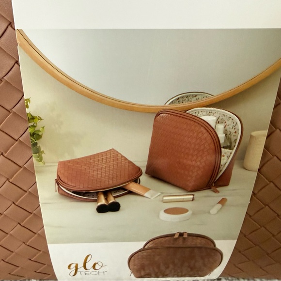 glo tech Accessories - Brown Woven Cosmetic Bag Set